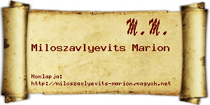 Miloszavlyevits Marion névjegykártya
